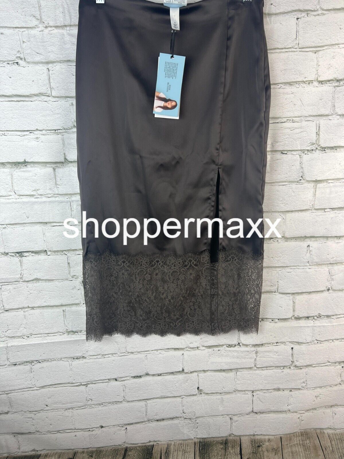 Women' Lace Midi Slip Skirt-Future Collective with Reese Blutstein, Dark Gray, 6