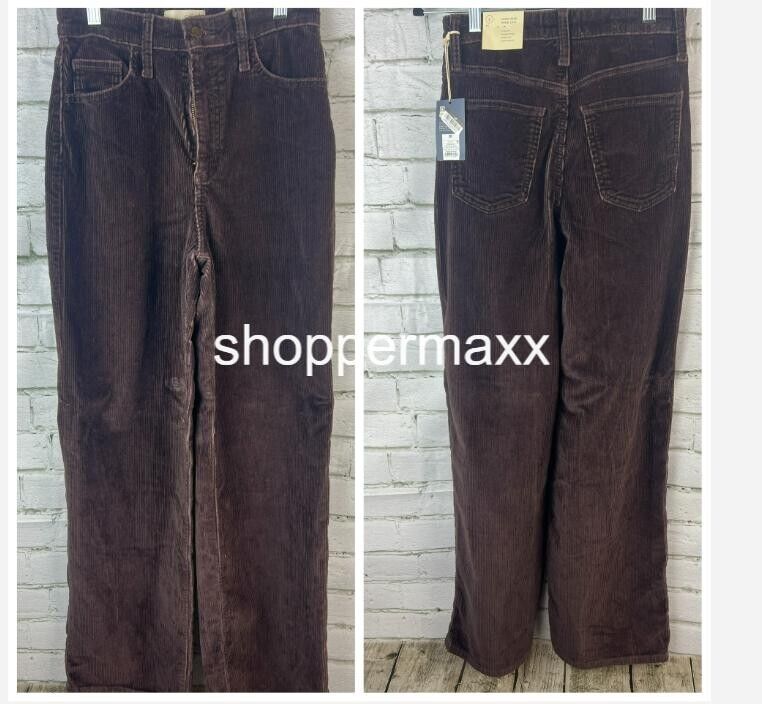 WOMEN'S HIGH-RISE CORDUROY WIDE LEG JEANS - UNIVERSAL THREAD, BROWN, SIZE 2