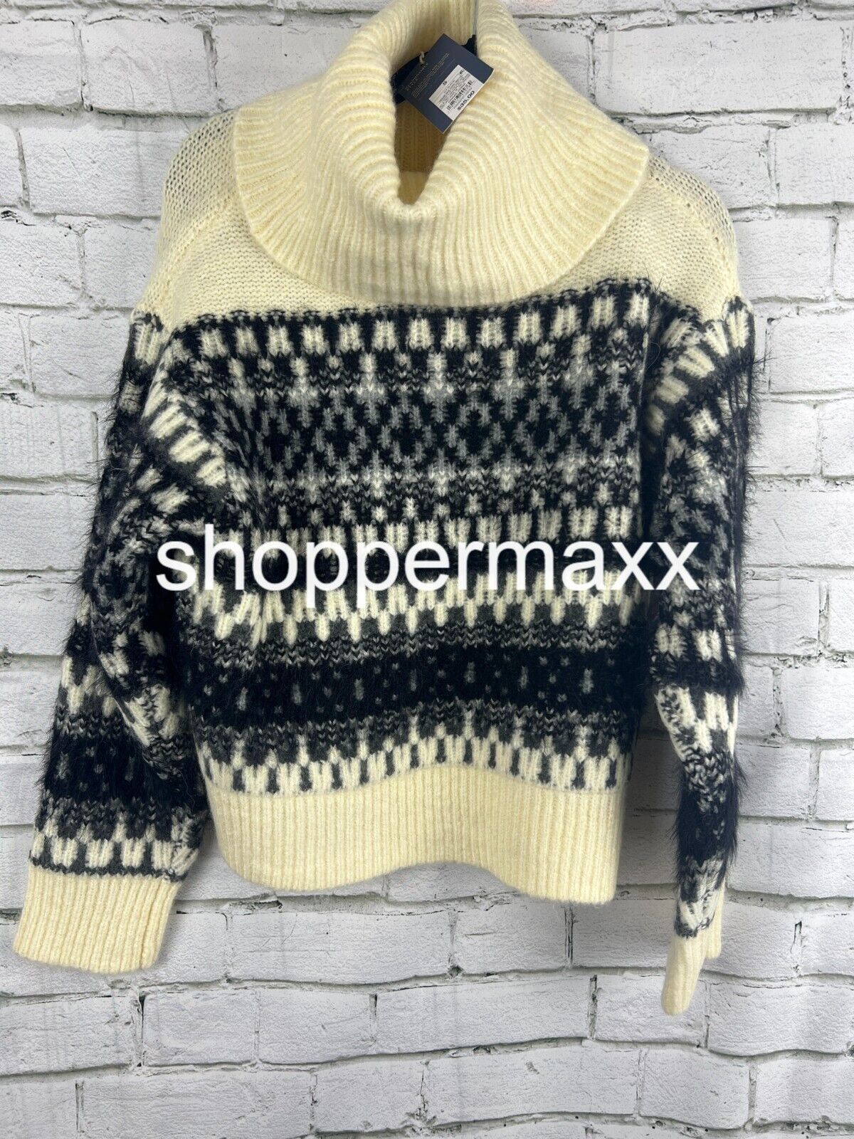Women's Turtleneck Pullover Sweater - Universal Thread, Cream Jacquard, Small