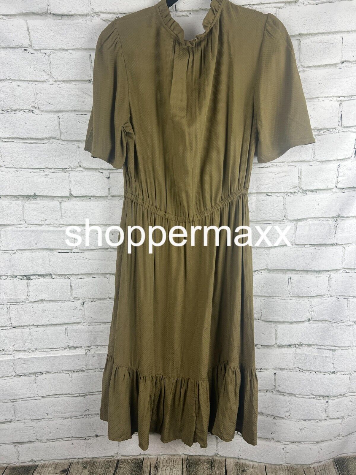 Women's Flutter Short Sleeve Tiered Dress - Knox Rose, Olive Green, Size Small