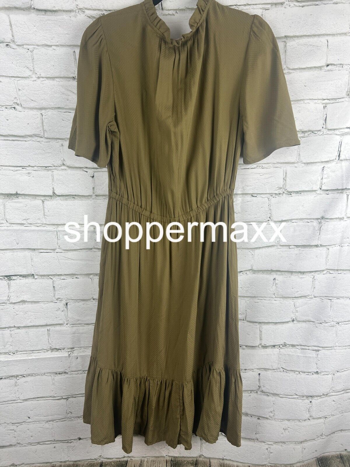 Women's Flutter Short Sleeve Tiered Dress - Knox Rose, Olive Green, Size Small
