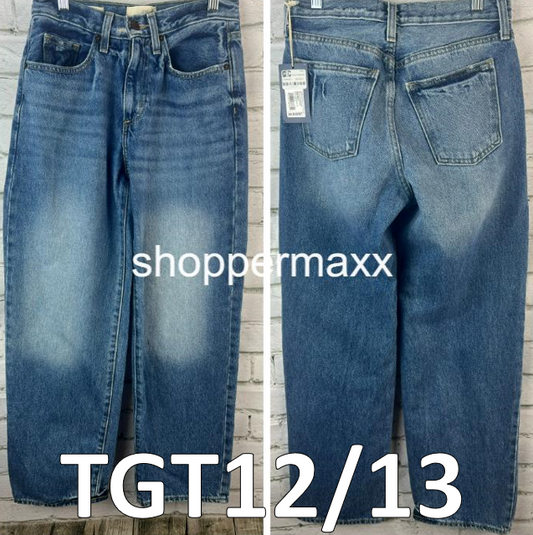 WOMEN'S MID-RISE 90'S BAGGY JEANS- UNIVERSAL THREAD, BLUE- MEDIUM WASH, 00 SHORT