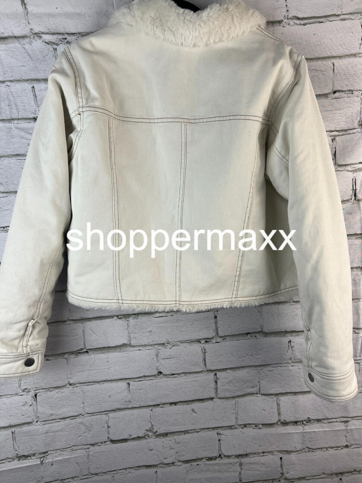 Women's Faux Fur Lined Trucker Jacket - Universal Thread, Ivory, Size X-Small