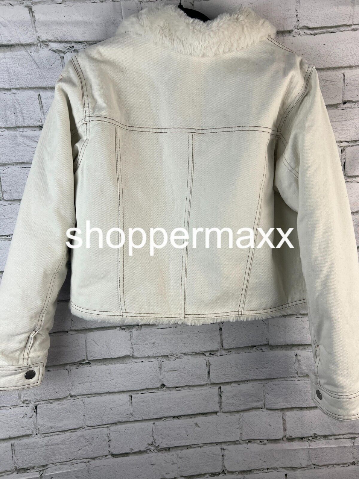 Women's Faux Fur Lined Trucker Jacket - Universal Thread, Ivory, Size X-Small