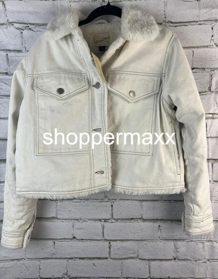 Women's Faux Fur Lined Trucker Jacket - Universal Thread, Ivory, Size X-Small