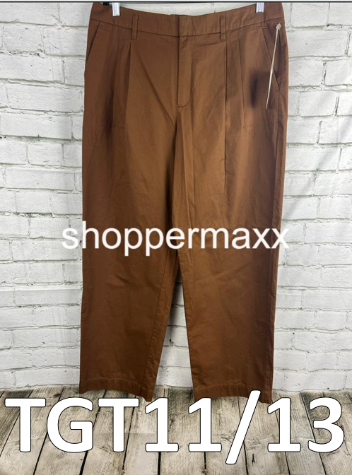 Women's High-Rise Pleat Front Straight Chino Pants - A New Day, Brown, Size 14