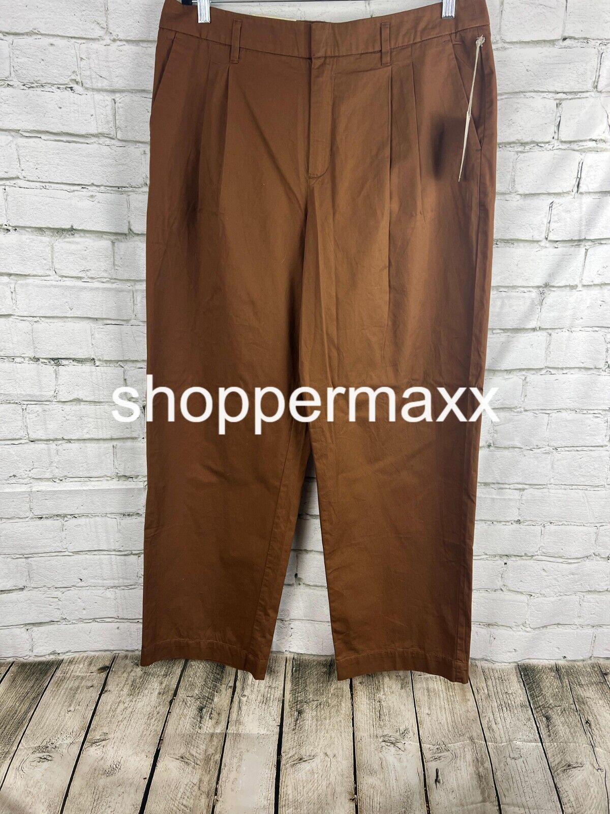 Women's High-Rise Pleat Front Straight Chino Pants - A New Day, Brown, Size 14