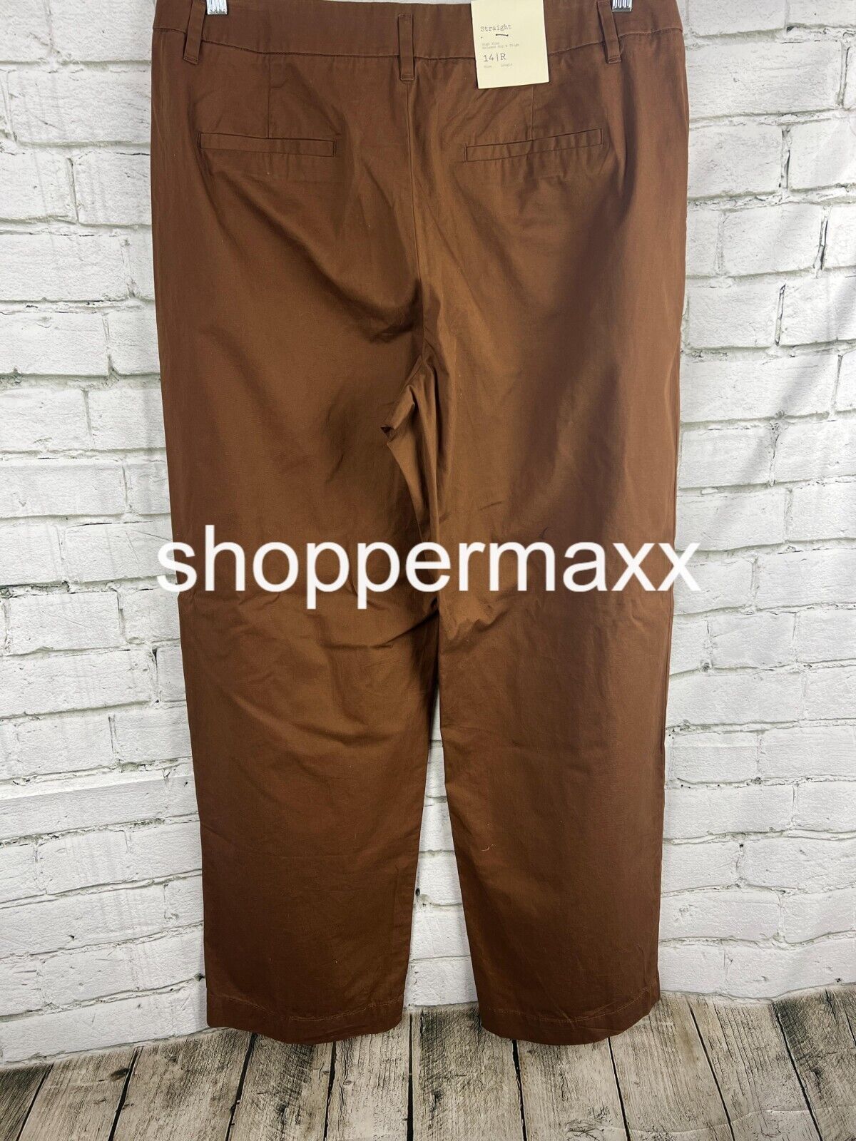 Women's High-Rise Pleat Front Straight Chino Pants - A New Day, Brown, Size 14