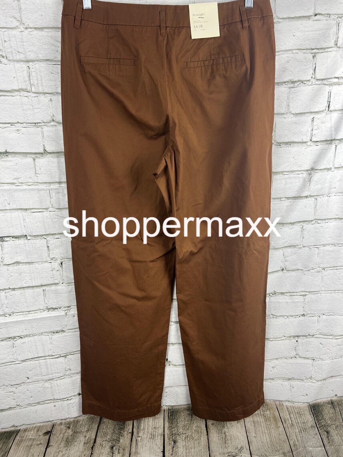 Women's High-Rise Pleat Front Straight Chino Pants - A New Day, Brown, Size 14