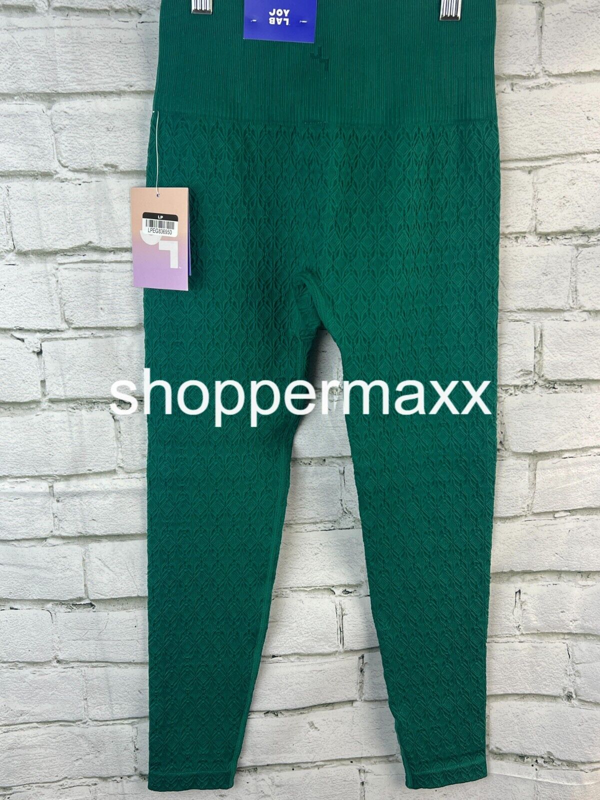 Women's High-Rise Textured Seamless 7/8 Leggings- JoyLab, Dark Green, Size Small