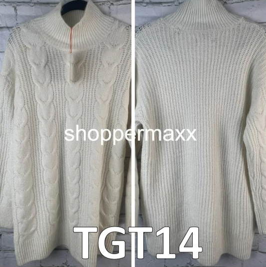 Women's Mock Turtleneck Pullover Sweater - Knox Rose, Cream, Size Small