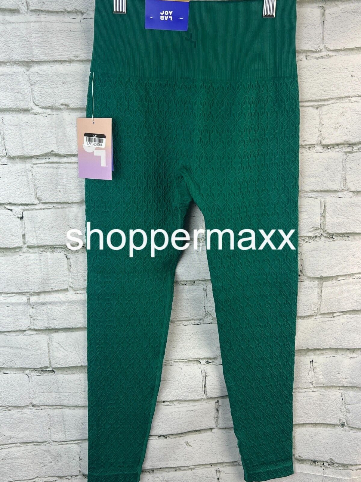 Women's High-Rise Textured Seamless 7/8 Leggings- JoyLab, Dark Green, Size Small
