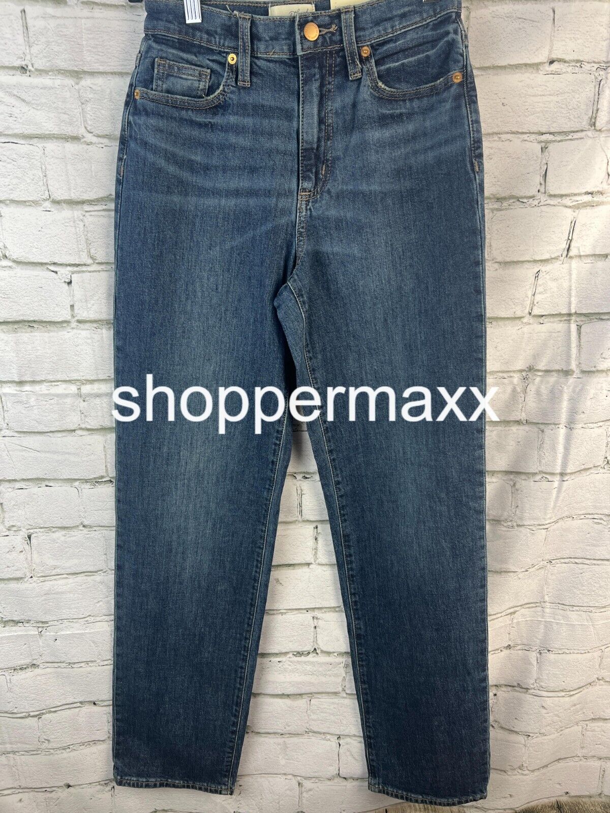 WOMEN'S HIGH-RISE VINTAGE STRAIGHT JEANS - UNIVERSAL THREAD, DARK BLUE, SIZE 0