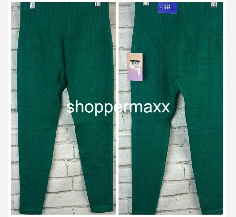 Women's High-Rise Textured Seamless 7/8 Leggings- JoyLab, Dark Green, Size Small