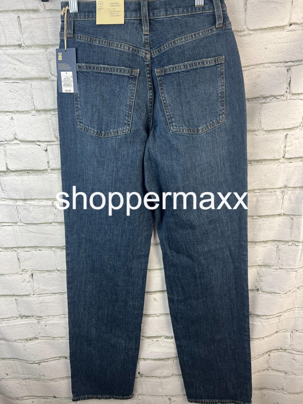 WOMEN'S HIGH-RISE VINTAGE STRAIGHT JEANS - UNIVERSAL THREAD, DARK BLUE, SIZE 0