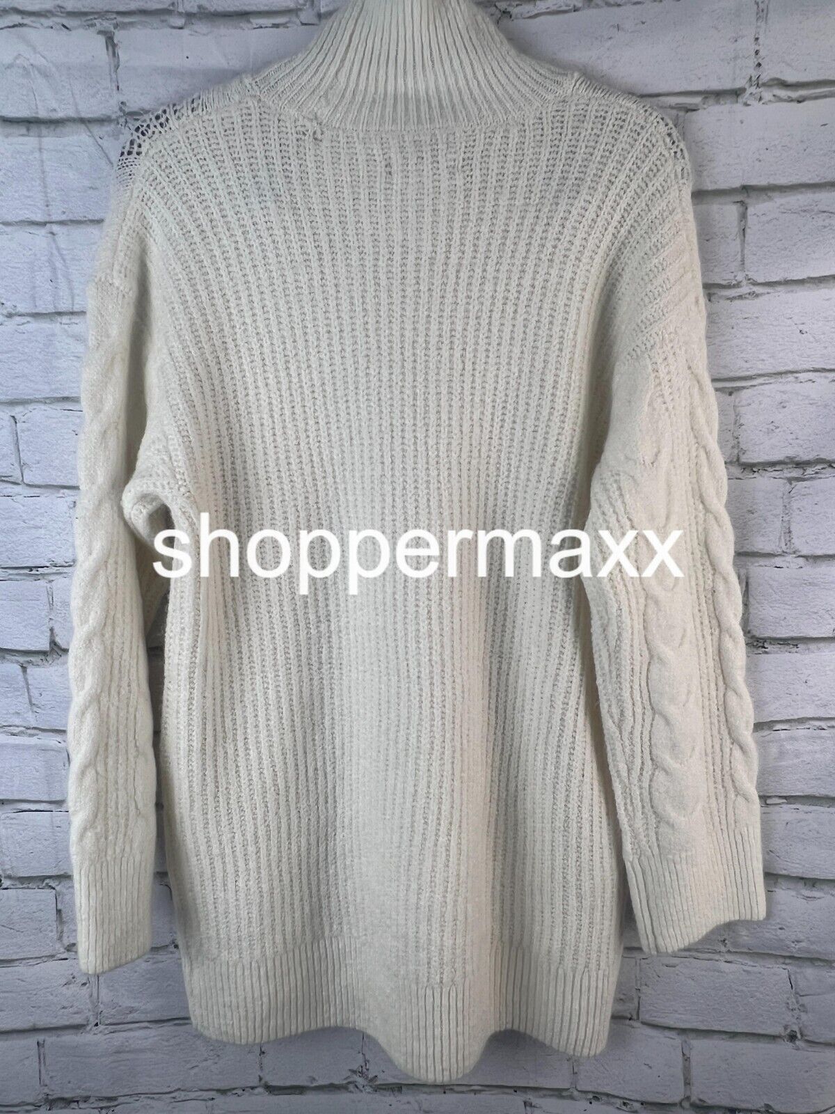 Women's Mock Turtleneck Pullover Sweater - Knox Rose, Cream, Size Small