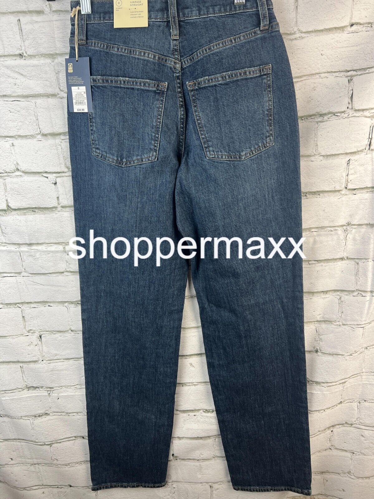 WOMEN'S HIGH-RISE VINTAGE STRAIGHT JEANS - UNIVERSAL THREAD, DARK BLUE, SIZE 0
