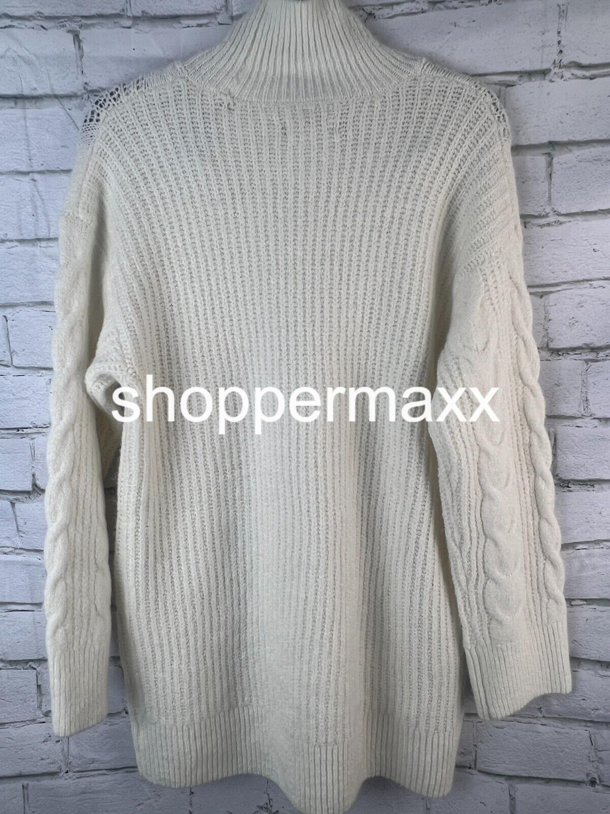 Women's Mock Turtleneck Pullover Sweater - Knox Rose, Cream, Size Small