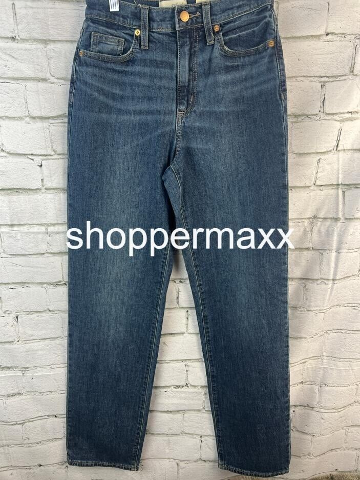 WOMEN'S HIGH-RISE VINTAGE STRAIGHT JEANS - UNIVERSAL THREAD, DARK BLUE, SIZE 0