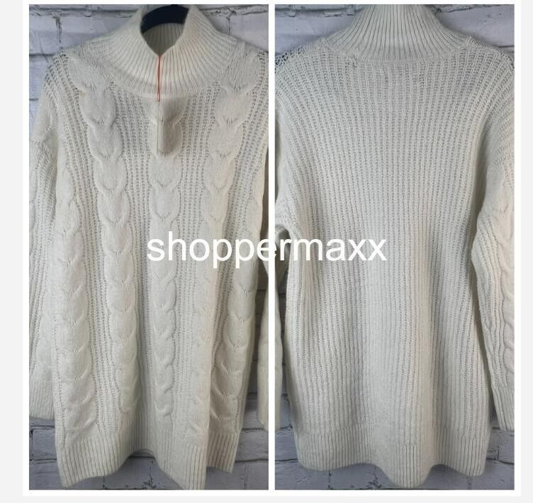 Women's Mock Turtleneck Pullover Sweater - Knox Rose, Cream, Size Small