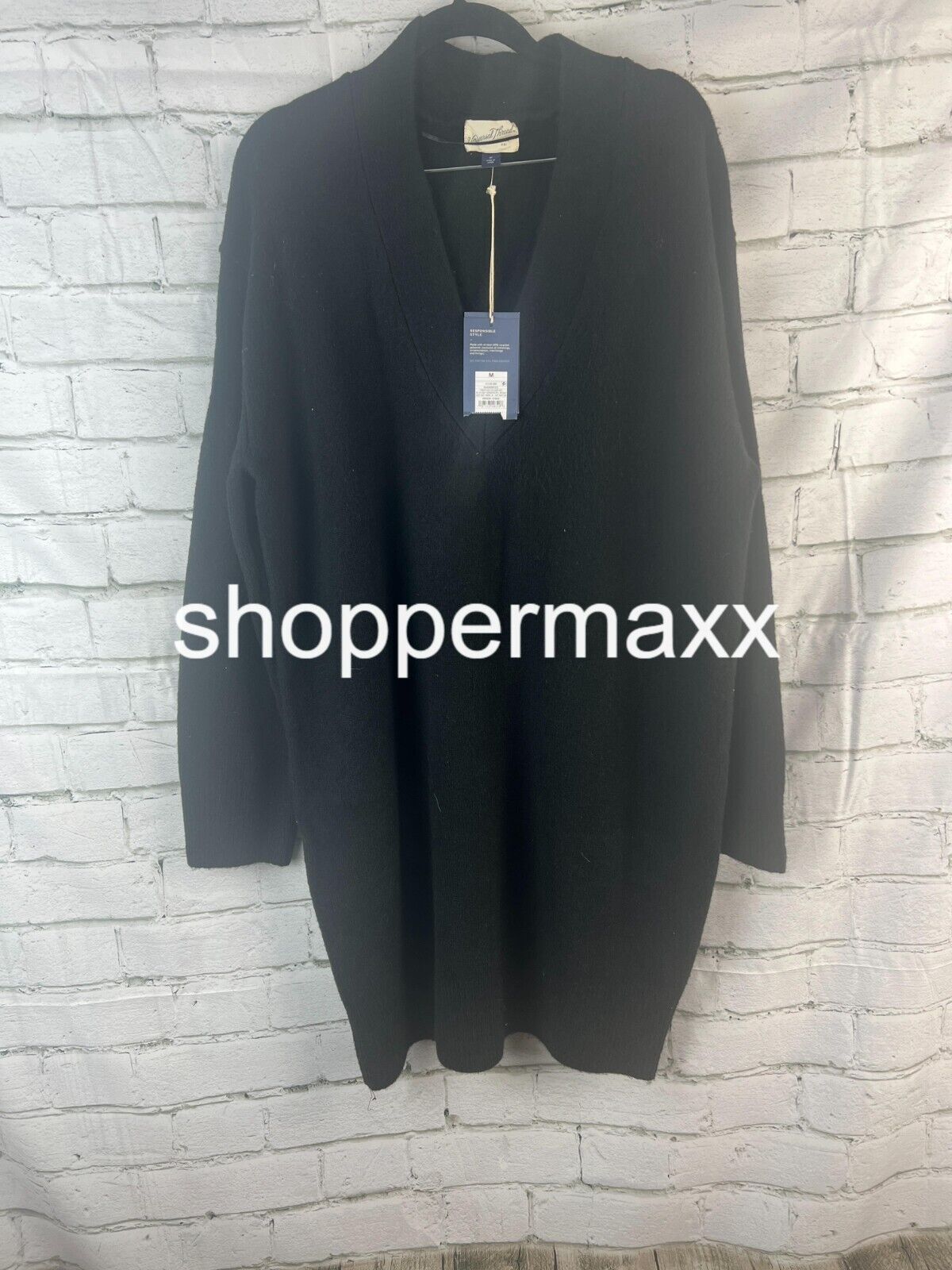 Women's Long Sleeve Tunic Mini Sweater Dress - Universal Thread BLACK M