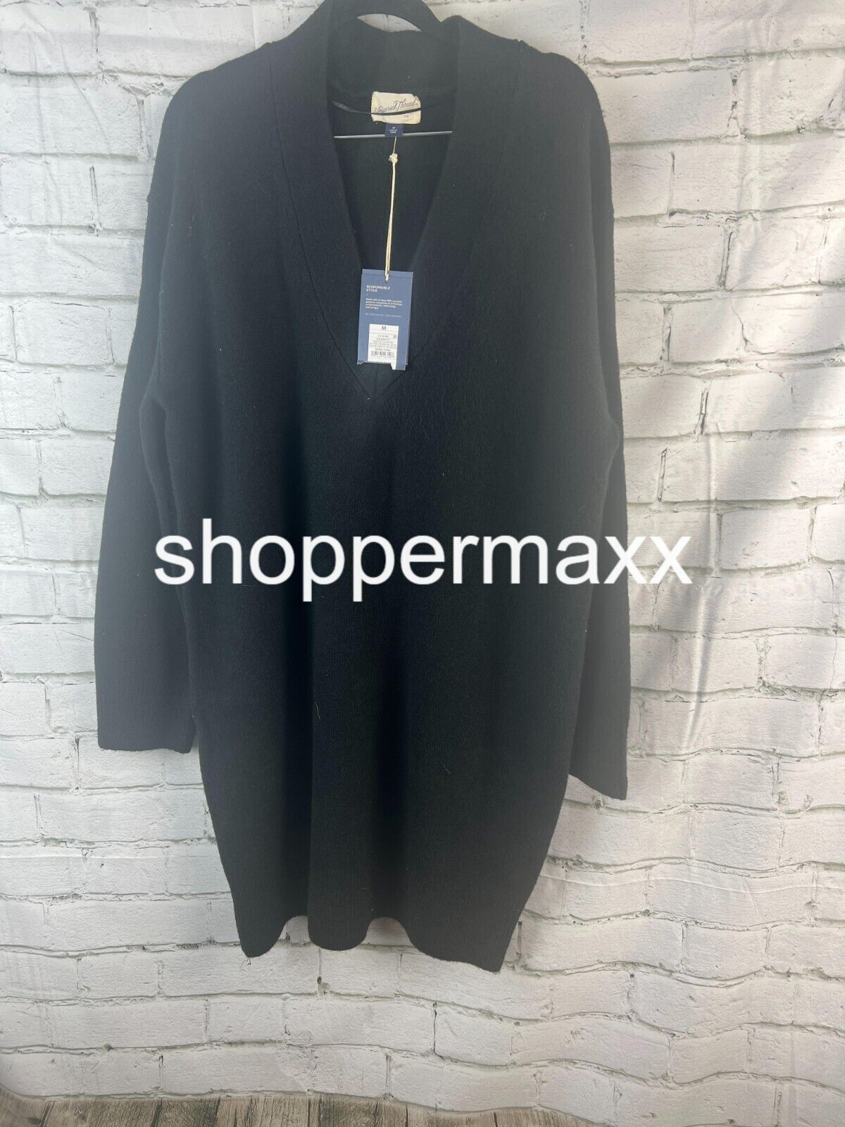 Women's Long Sleeve Tunic Mini Sweater Dress - Universal Thread BLACK M