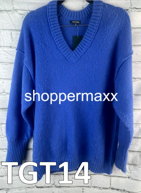 Women's V-Neck Fuzzy Oversized Pullover Sweater - Wild Fable, Lapis, Size Small