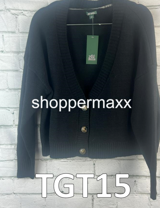 Women's Slouchy, Button-Front, Sweater, Cardigan - Wild Fable, BLACK, Medium