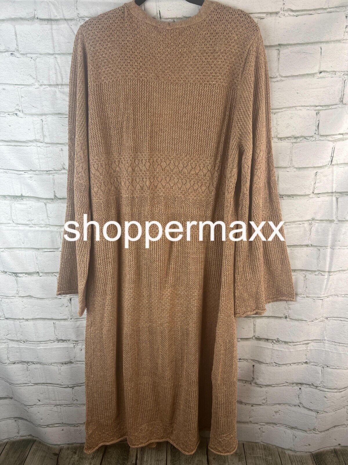 Women's Pointelle Duster, Cardigan - Knox Rose, Midweight, Tan, Medium