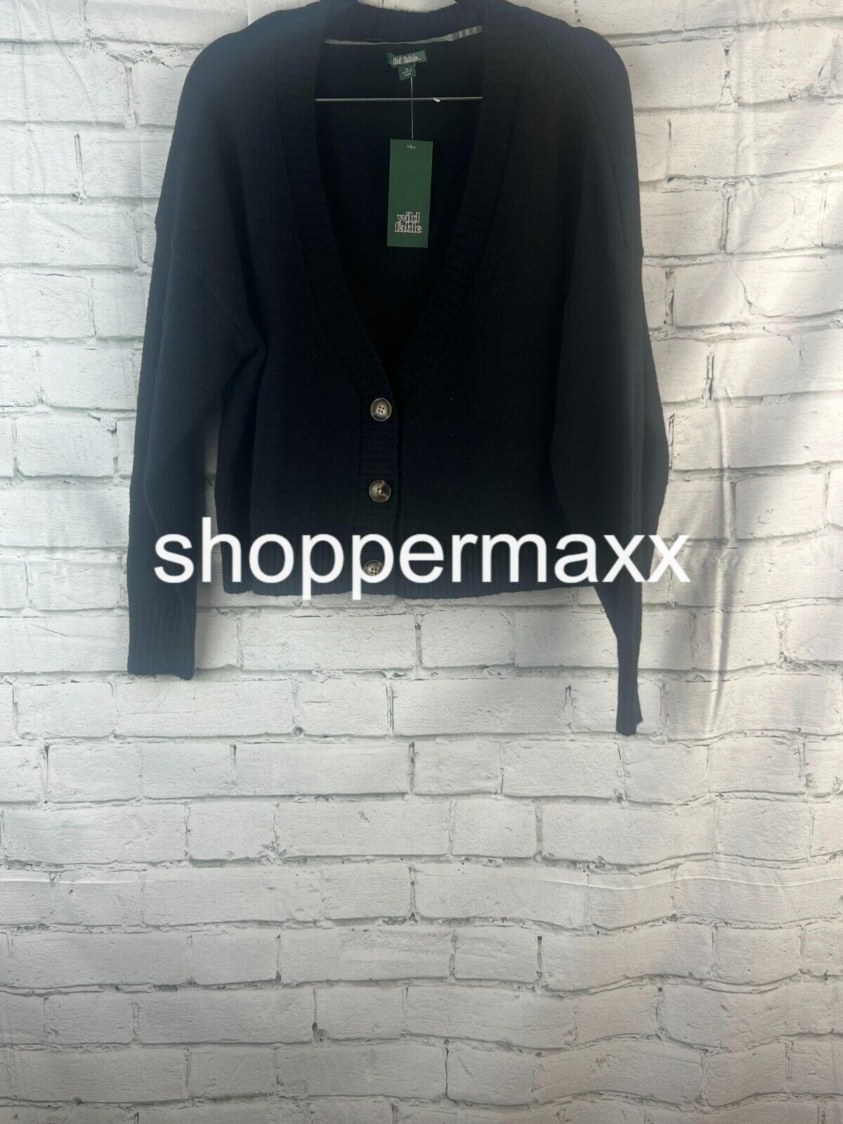 Women's Slouchy, Button-Front, Sweater, Cardigan - Wild Fable, BLACK, Medium