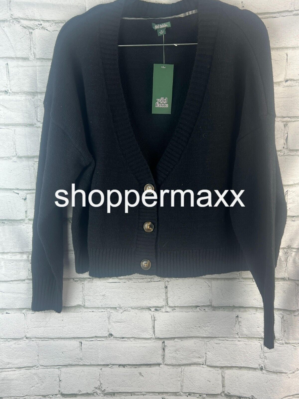 Women's Slouchy, Button-Front, Sweater, Cardigan - Wild Fable, BLACK, Medium