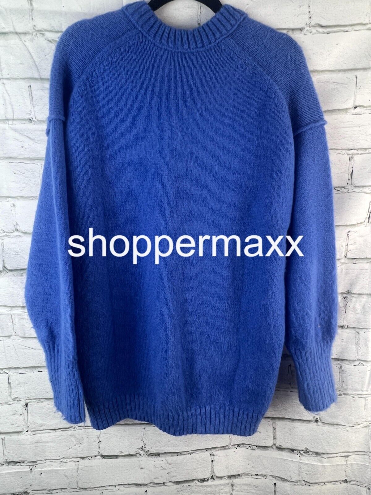 Women's V-Neck Fuzzy Oversized Pullover Sweater - Wild Fable, Lapis, Size Small