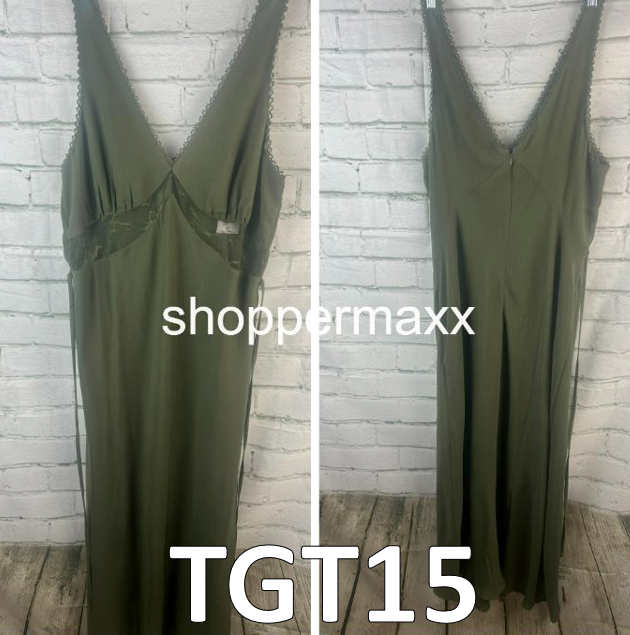 Women's Lace Detail, Slip, Midi Dress - Wild Fable, Olive Green, X-Large