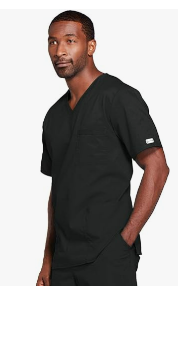 Cherokee Premium Core Stretch Unisex V-Neck Scrubs Shirt Top, 4725 Black, Xl