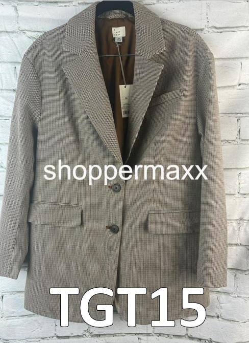 Women's Oversized Blazer, - A New Day, Loose Fit, Brown Plaid, Size X-Small