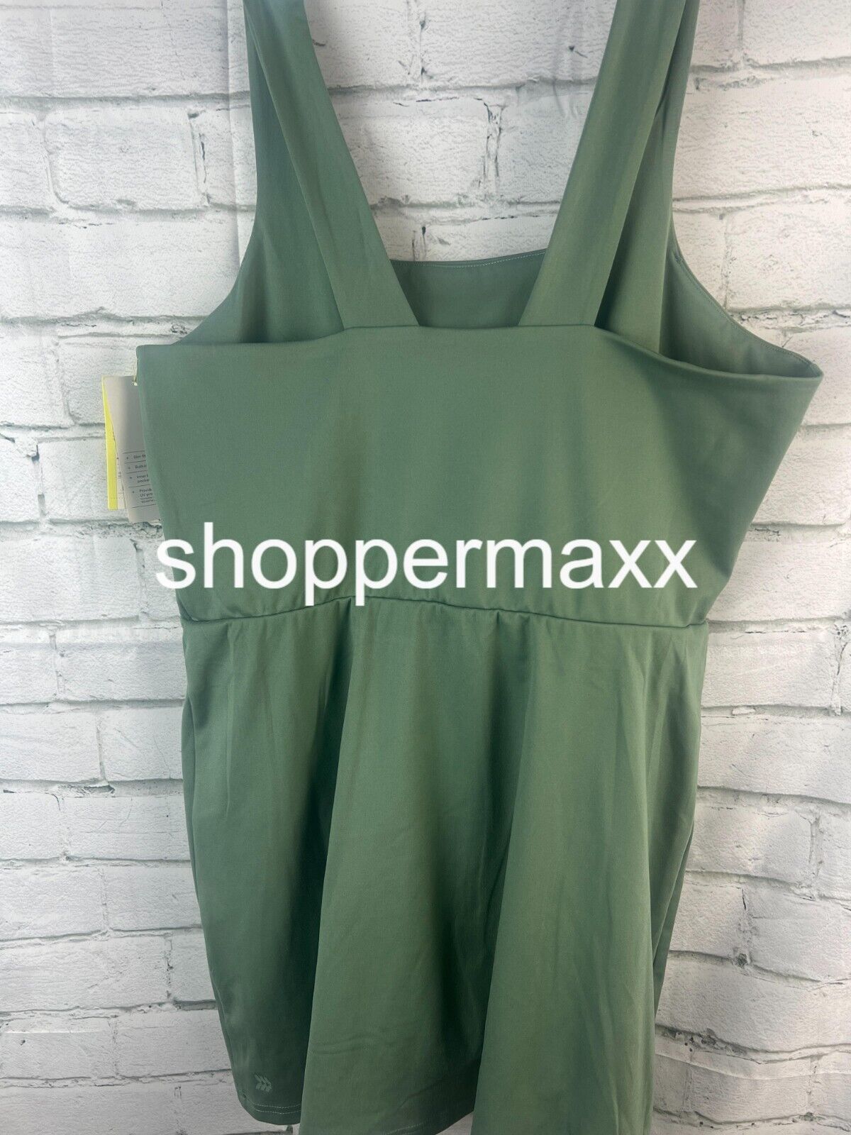 Women's Side-Slit, Active Dress - built-in brief, side pocket  U Neck, Green ,XL