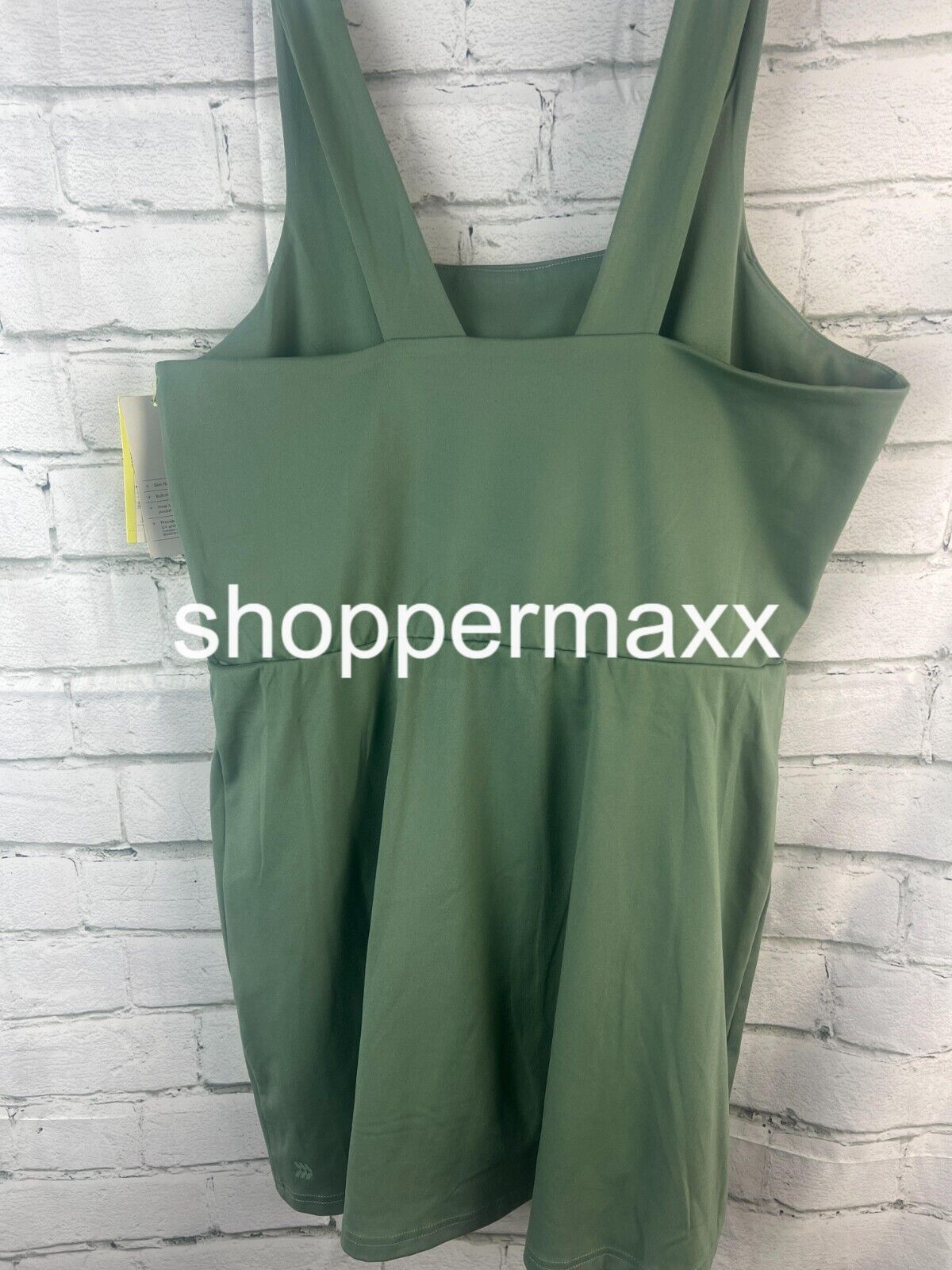 Women's Side-Slit, Active Dress - built-in brief, side pocket  U Neck, Green ,XL