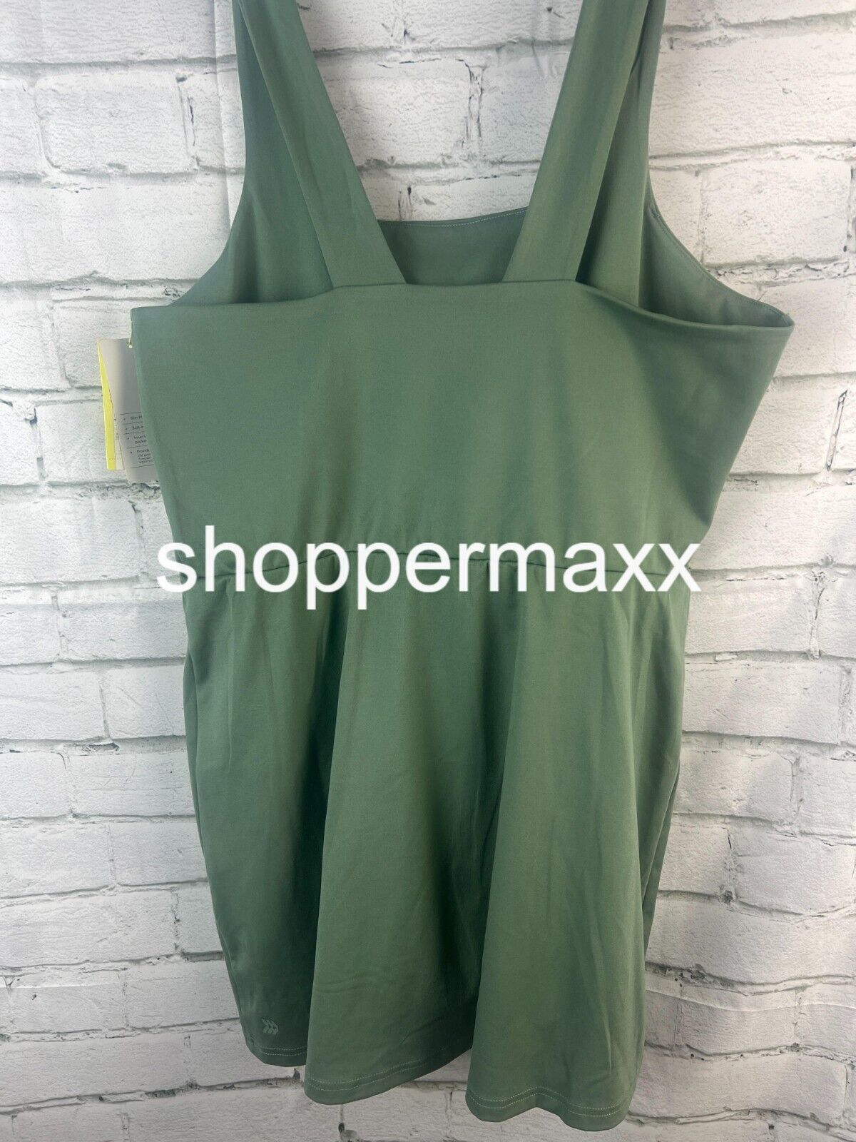 Women's Side-Slit, Active Dress - built-in brief, side pocket  U Neck, Green ,XL