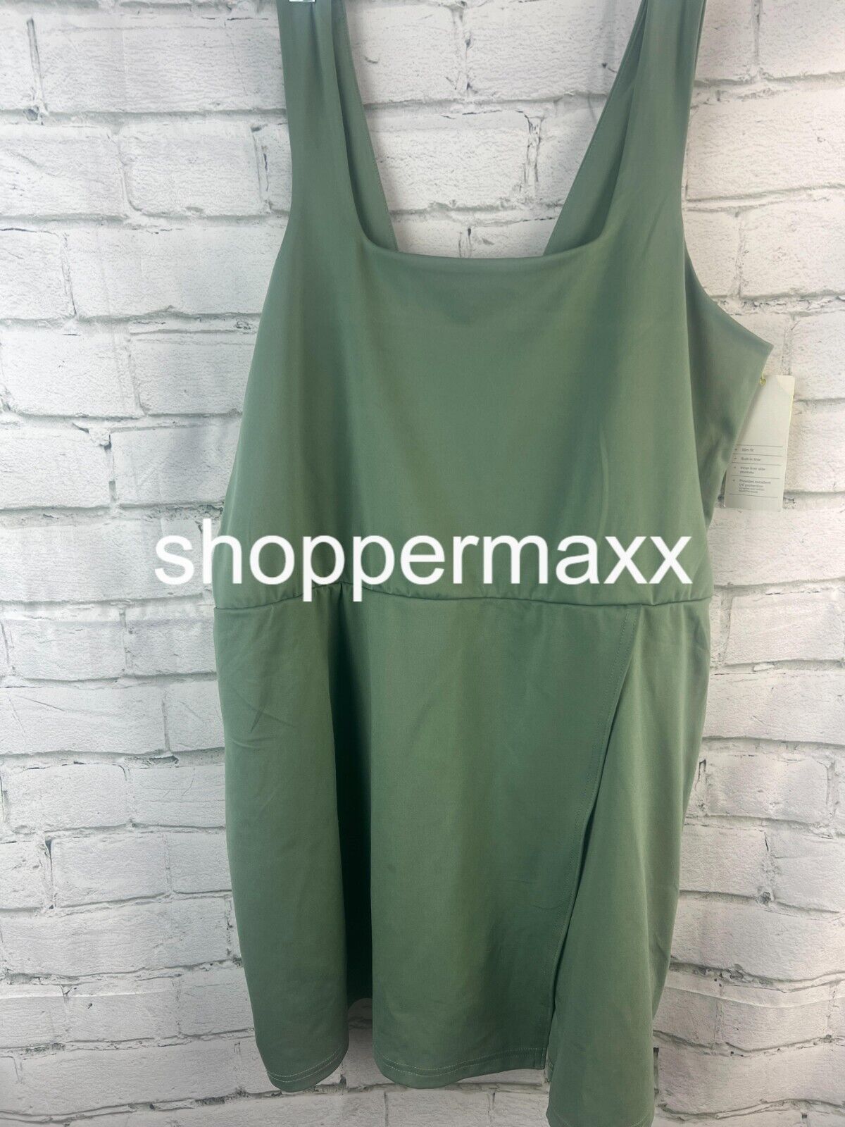 Women's Side-Slit, Active Dress - built-in brief, side pocket  U Neck, Green ,XL