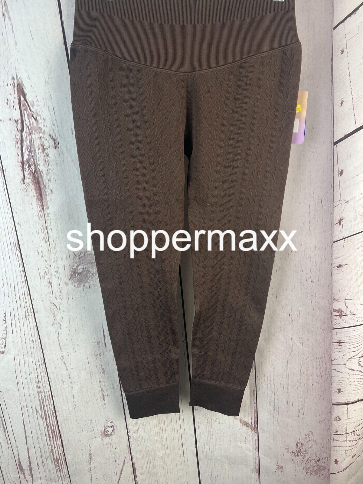 Women's Seamless Cable Knit 7/8 Leggings - JoyLab, Dark Brown, Size Large
