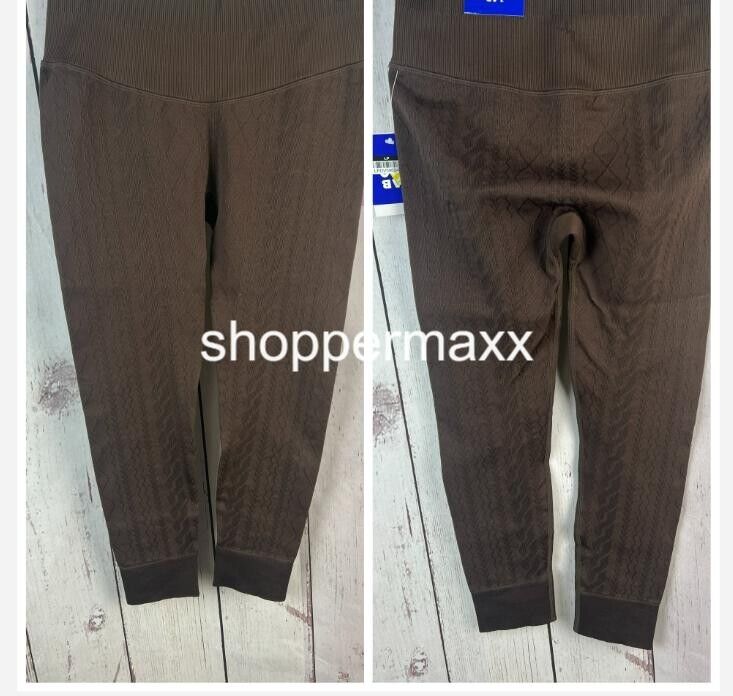 Women's Seamless Cable Knit 7/8 Leggings - JoyLab, Dark Brown, Size Large