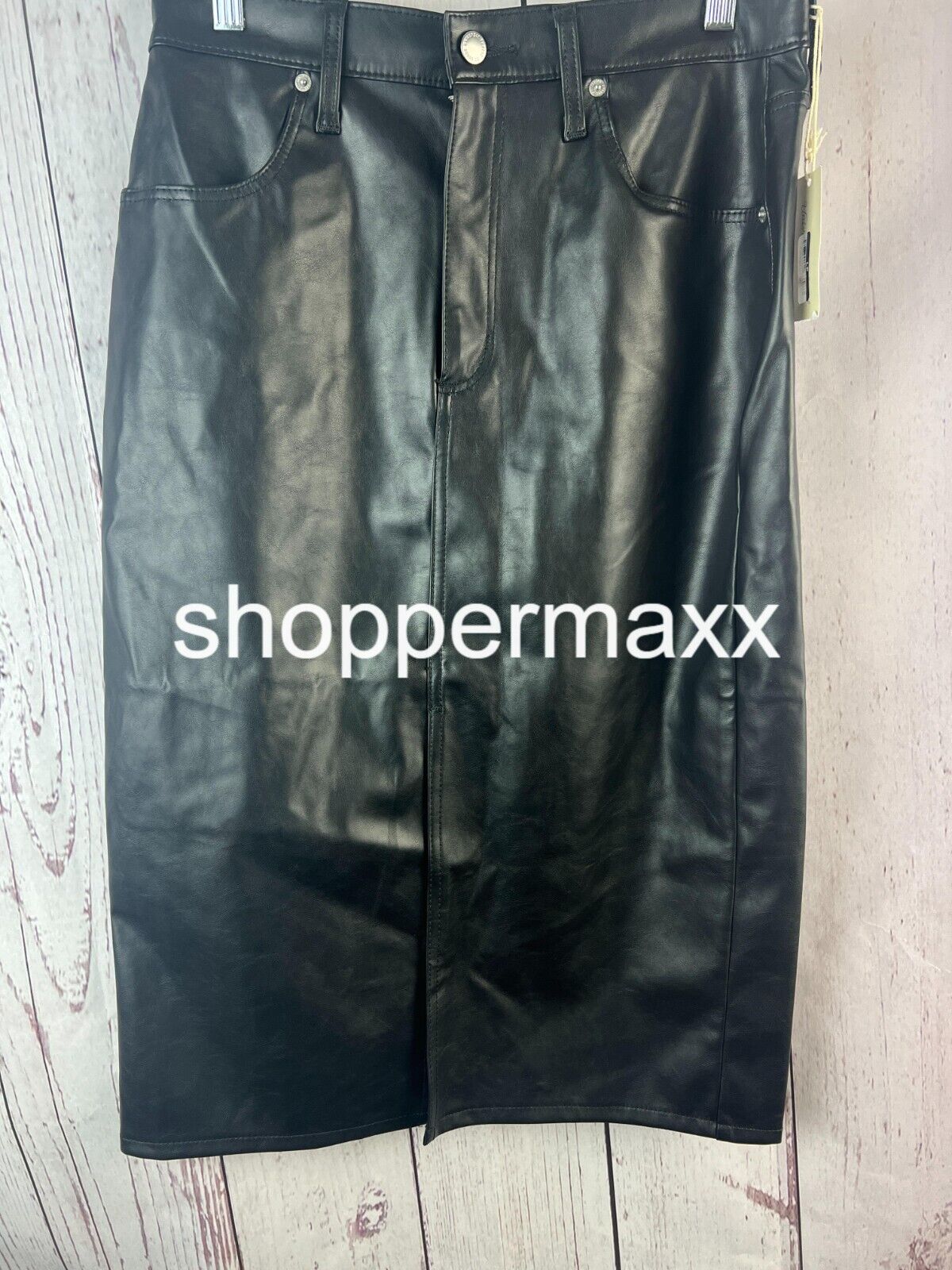 Women's Super-High Rise Faux Leather Midi Skirt-Universal Thread, Black, Size 10