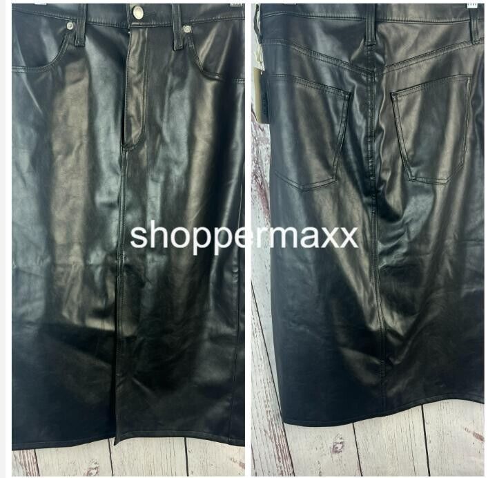 Women's Super-High Rise Faux Leather Midi Skirt-Universal Thread, Black, Size 10