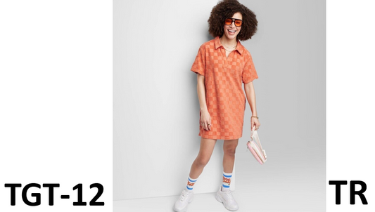Ascot + Hart Women's Checked Short Sleeve Graphic Dress, Orange, Size Small