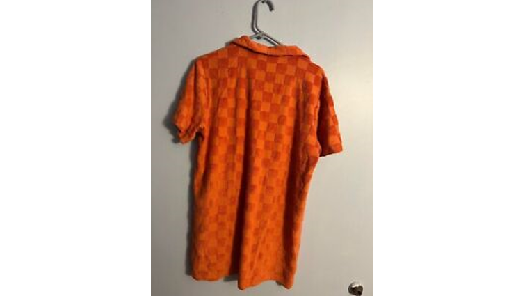 Ascot + Hart Women's Checked Short Sleeve Graphic Dress, Orange, Size Small