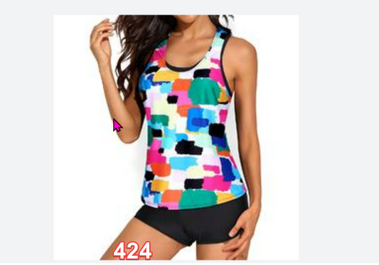 Yonique 3 Pc Tankini Swimsuits for Women Tank Top with Boy Shorts & Bra Swimwear