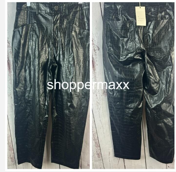 WOMEN'S HIGH-RISE FAUX CROC PANTS - A NEW DAY, BLACK, SIZE 6