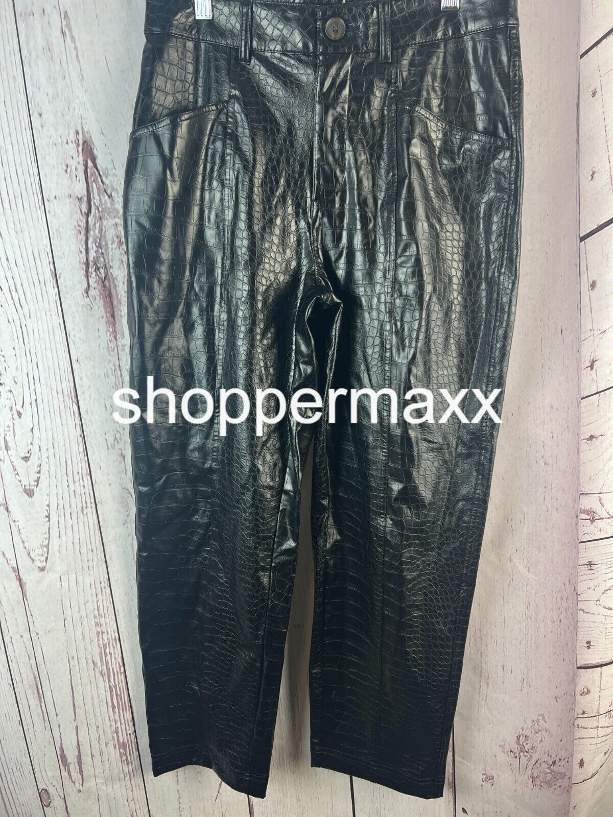 WOMEN'S HIGH-RISE FAUX CROC PANTS - A NEW DAY, BLACK, SIZE 6