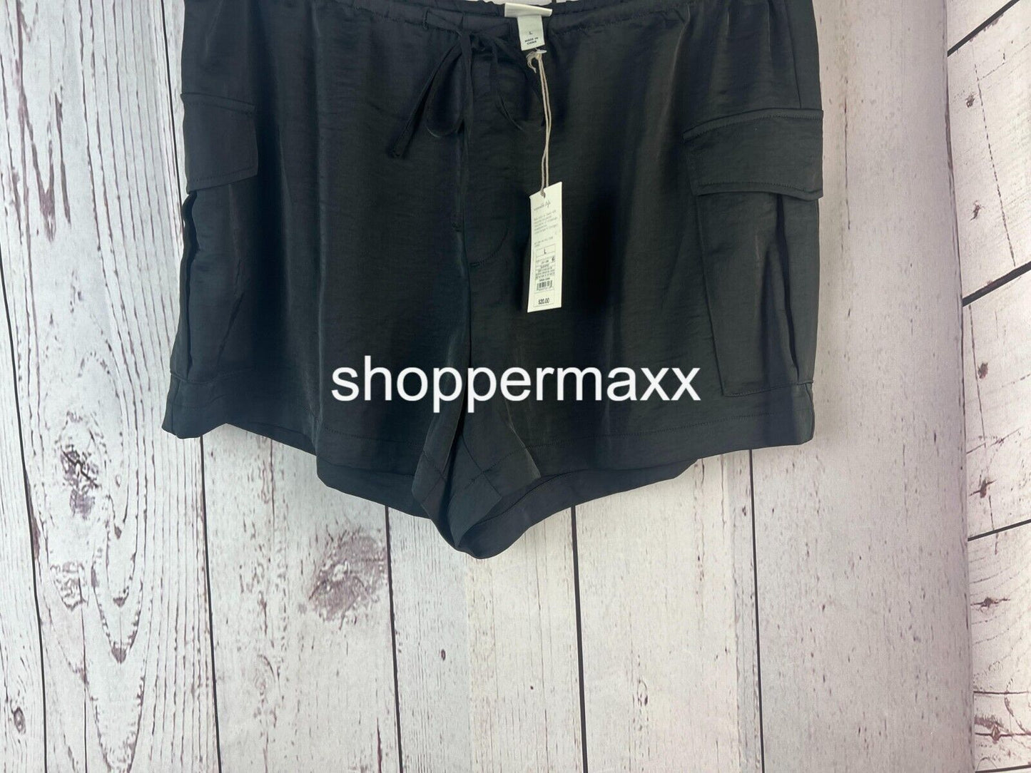 Women's Mid-Rise Cargo Satin Shorts - A New Day, Black, Size Large