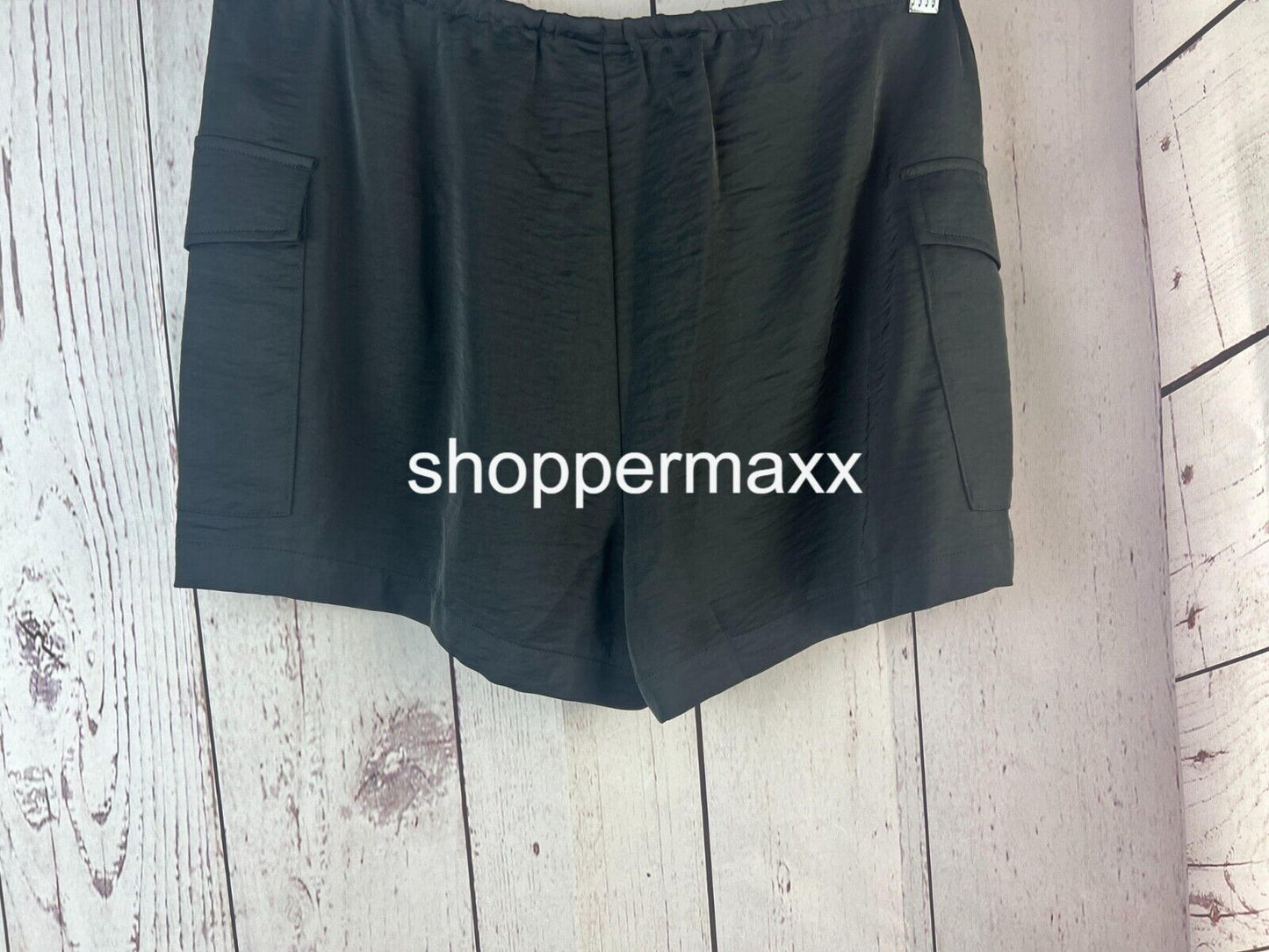 Women's Mid-Rise Cargo Satin Shorts - A New Day, Black, Size Large